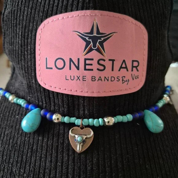 Southwestern Turquoise & Silver Beaded Hat Band Longhorn Pendant – Lonestar Luxe
