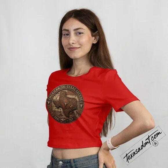Texas Pride “American ’Til Texas Secedes” T-Shirt Western Texas State Emblem