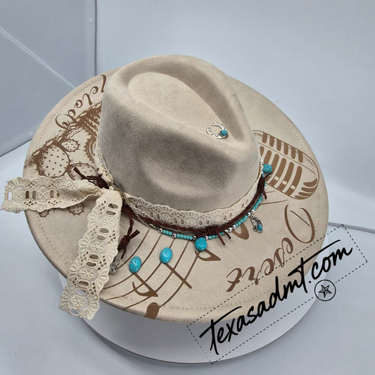 Desert Melody Custom Wide-Brim Western Tooled & Embellished Custom Engraved Western Hat