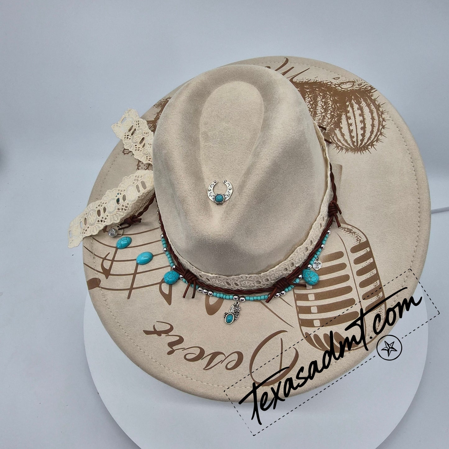 Desert Melody Custom Wide-Brim Western Tooled & Embellished Custom Engraved Western Hat