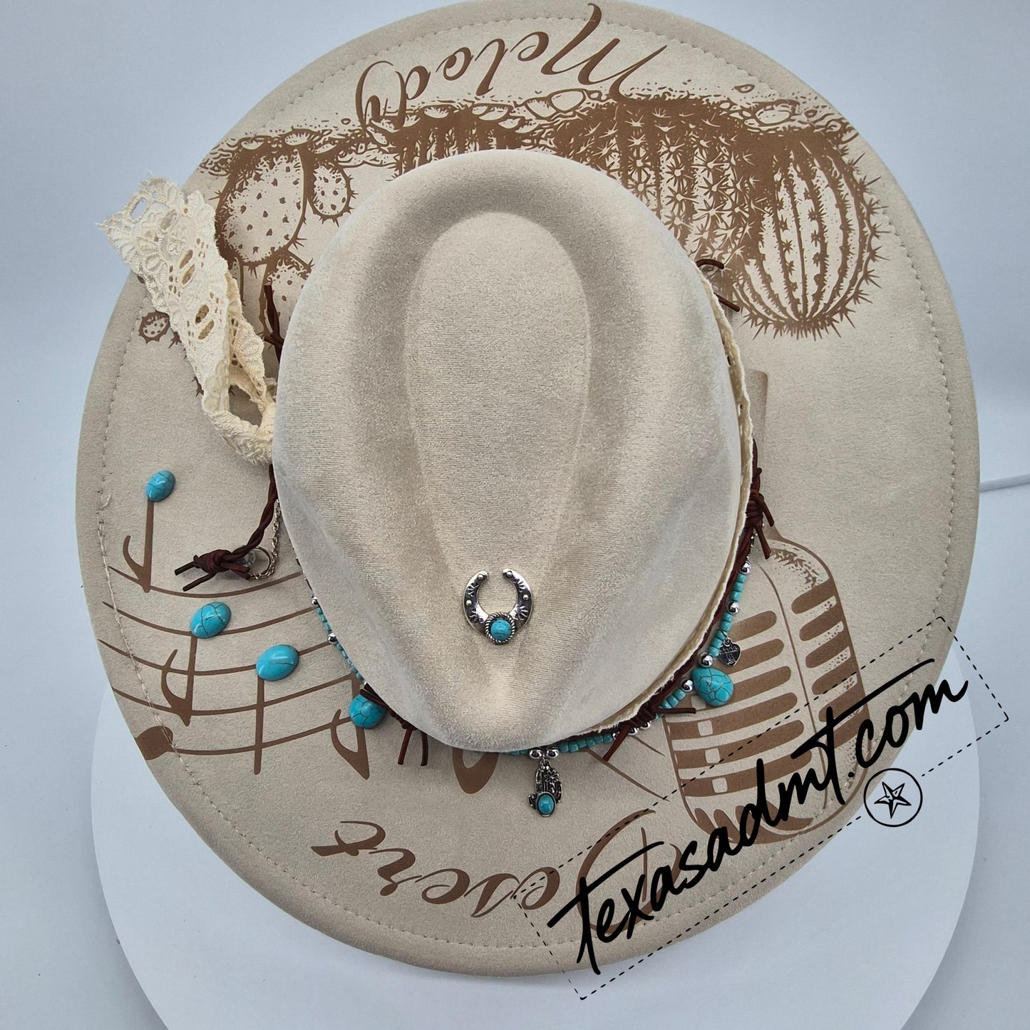 Desert Melody Custom Wide-Brim Western Tooled & Embellished Custom Engraved Western Hat