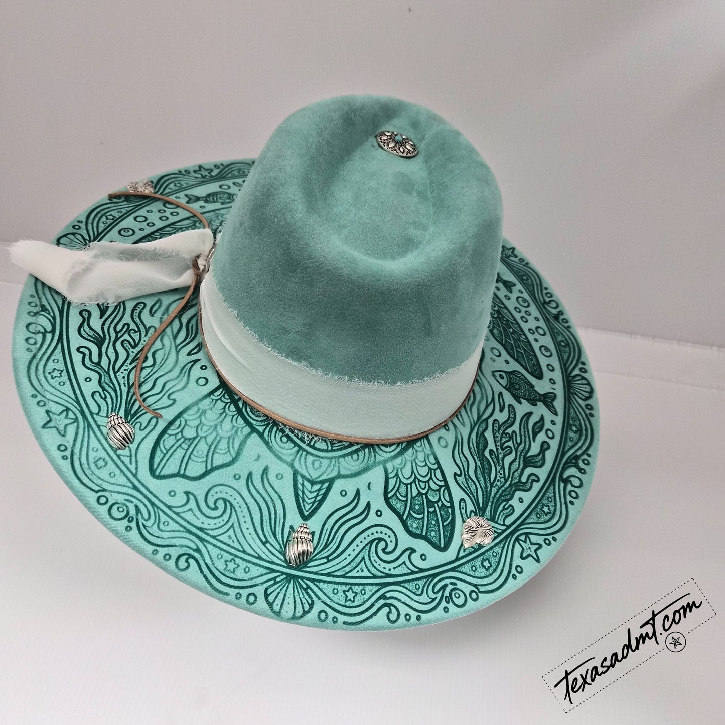 Ocean Below   – Custom Engraved Western Hat