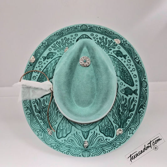 Ocean Below   – Custom Engraved Western Hat