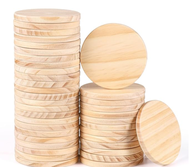 Unfinished Round Wood Coasters