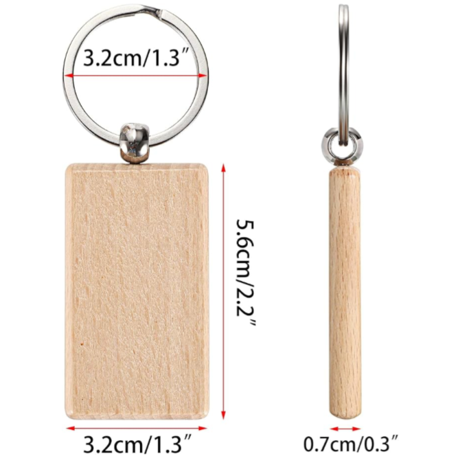 Unfinished Wooden Keychain Blanks