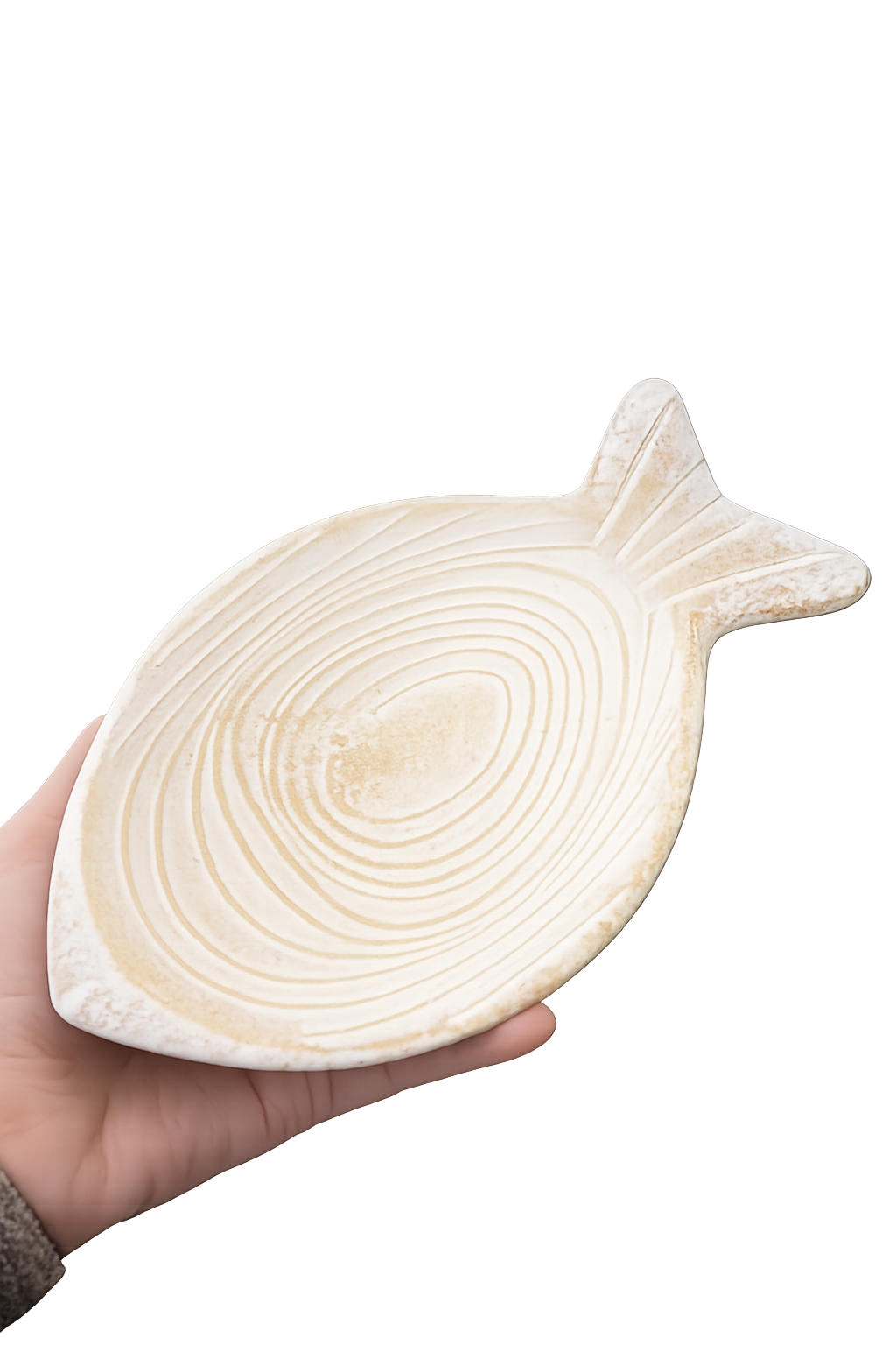 White Washed Wooden Fish Tray