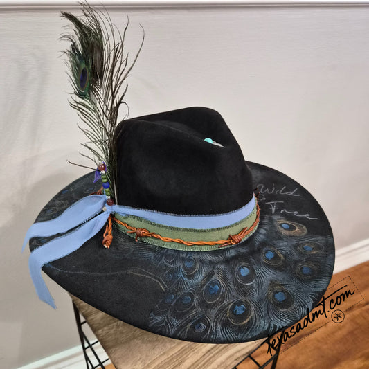 Wild & Free – Peacock Feather Custom Western Hat