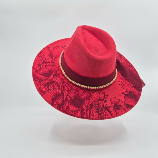 Free Spirit Poppy Flowers – Custom Engraved Western Hat