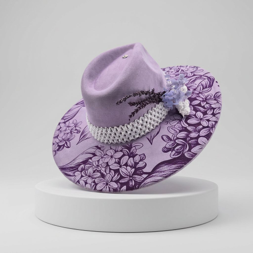 Lilac and Lavender – Custom Engraved Western Hat