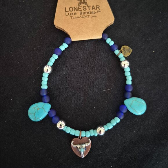Southwestern Turquoise & Silver Beaded Hat Band Longhorn Pendant – Lonestar Luxe