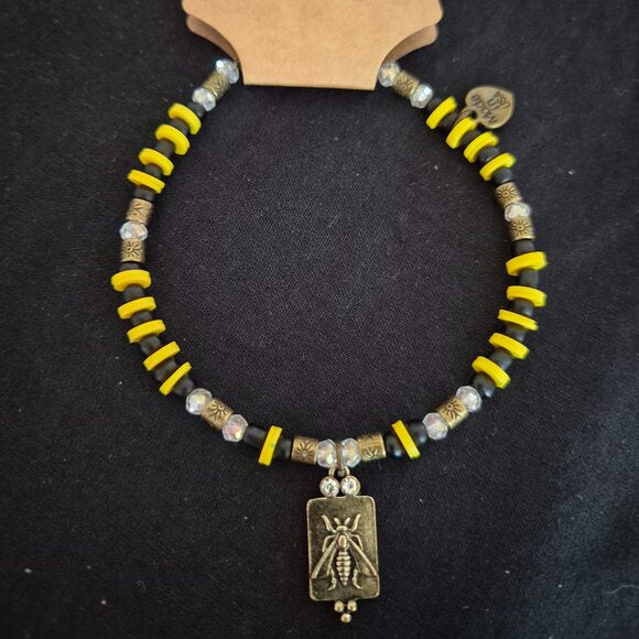 Western Beaded Hat Band Yellow Black Bronze Bee Pendant – LoneStar Luxe band Vee