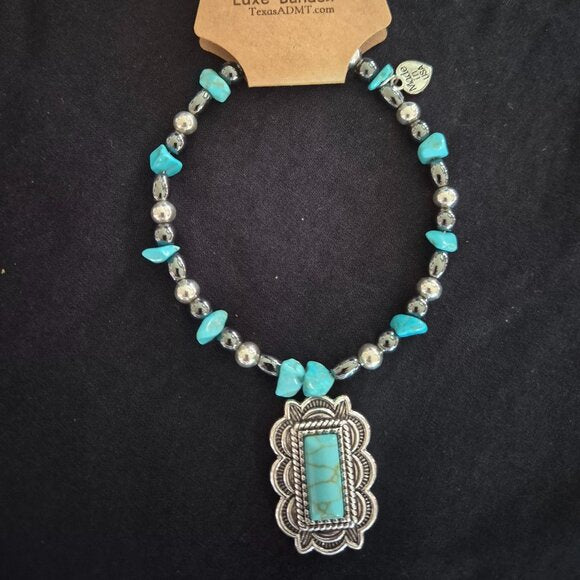 Western Turquoise-Style Hat Band by Lone Star Luxe Bands • Adjustable Pin Attach