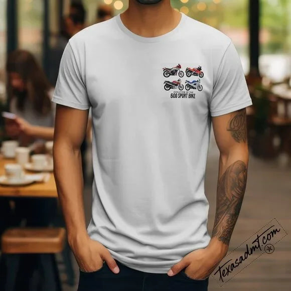 600 Sportbike Evolution Tee: Yamaha, Suzuki, Kawasaki, Honda colored
