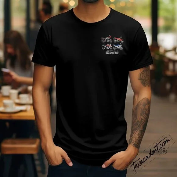 600 Sportbike Evolution Tee: Yamaha, Suzuki, Kawasaki, Honda colored