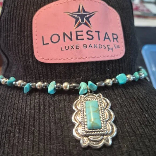 Western Turquoise-Style Hat Band by Lone Star Luxe Bands • Adjustable Pin Attach