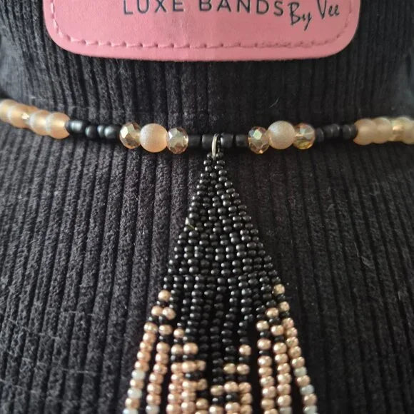 One-of-a-Kind Beaded Hat Band • Adjustable Pin Fit • Western Boho Fringe
