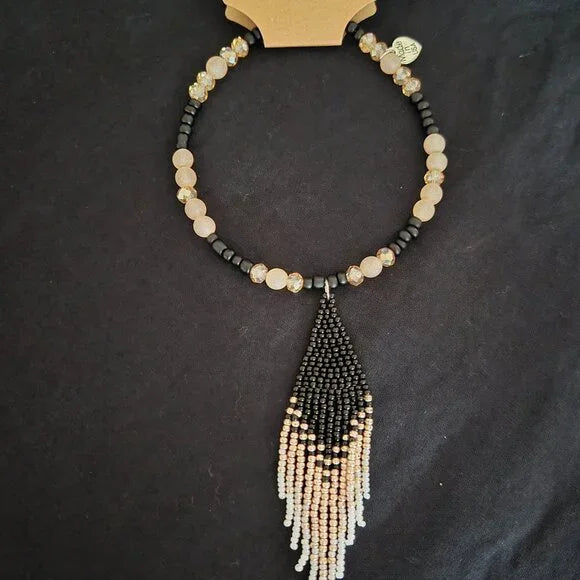 One-of-a-Kind Beaded Hat Band • Adjustable Pin Fit • Western Boho Fringe
