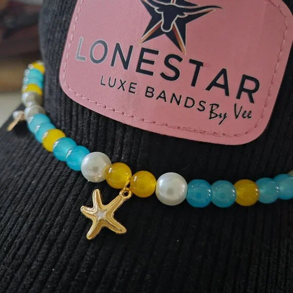 Handmade Starfish Hat Band – Coastal Western Beaded Accessory