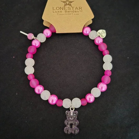 Pink & White Beaded Cowgirl Hat Band – Gummy Bear Charm