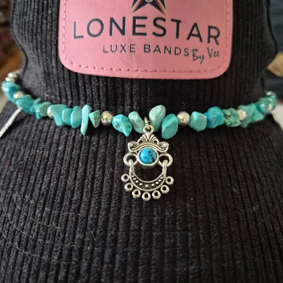 Boho Western Faux Turquoise Hat Band / Cowgirl Hat Accessory