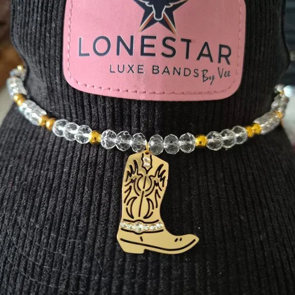 Crescent Moon Hat Band – Boho Western Beaded Accessory