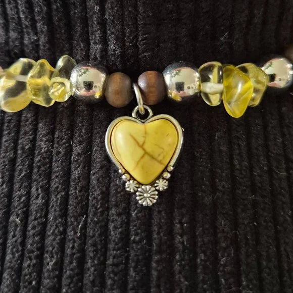 Cowgirl Western Hat Band • Yellow Heart Pendant • Handmade USA