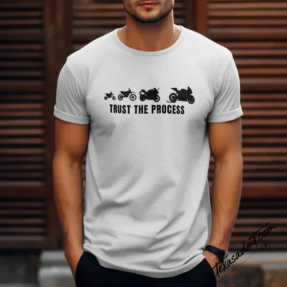 "Trust The Process" Motorcycle Evolution T-Shirt Biker Tee Sportbike