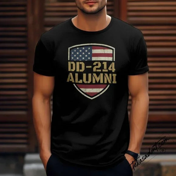 DD-214 Alumni Veteran Patriotic Graphic T-Shirt black