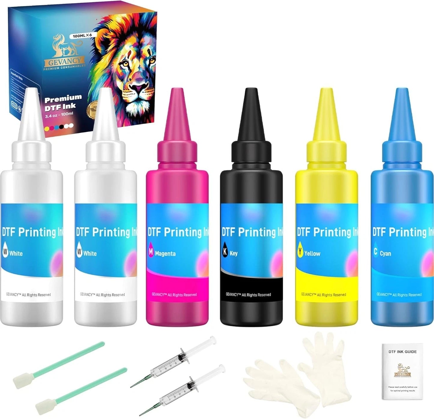 3 boxes of DTF W, C, M, Y, B Ink-DTF Transfer Ink for PET Film Refill Ink 138