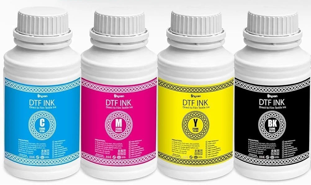 PACKAGE DTF W, C, M, Y, B Ink Powder DTF Transfer Ink for Film Refill Ink 140