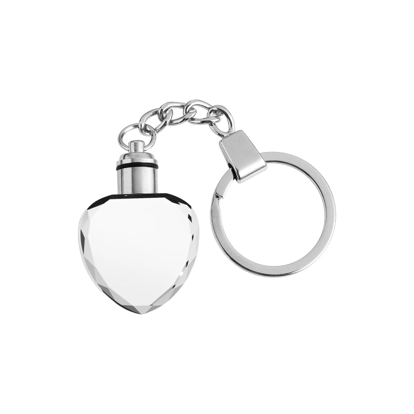 Rectangular or Heart Multicolored LED Lights Crystal Keychain