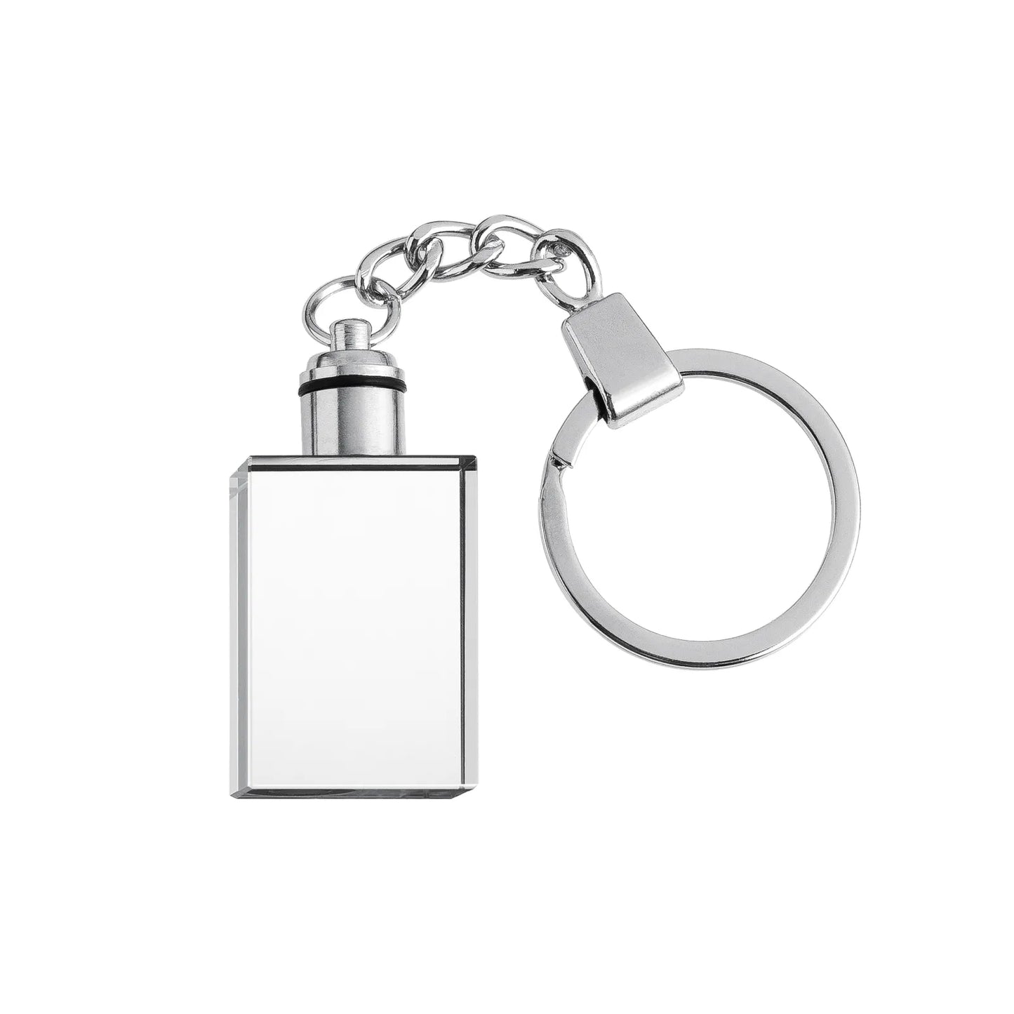 Rectangular or Heart Multicolored LED Lights Crystal Keychain